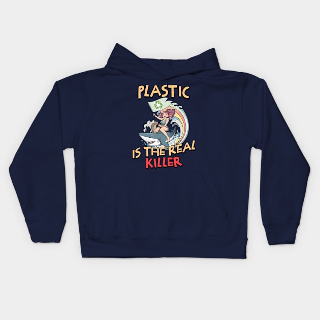 Plastic is the Real Killer - [Anime Shark Rider] Kids Hoodie by Blended Designs